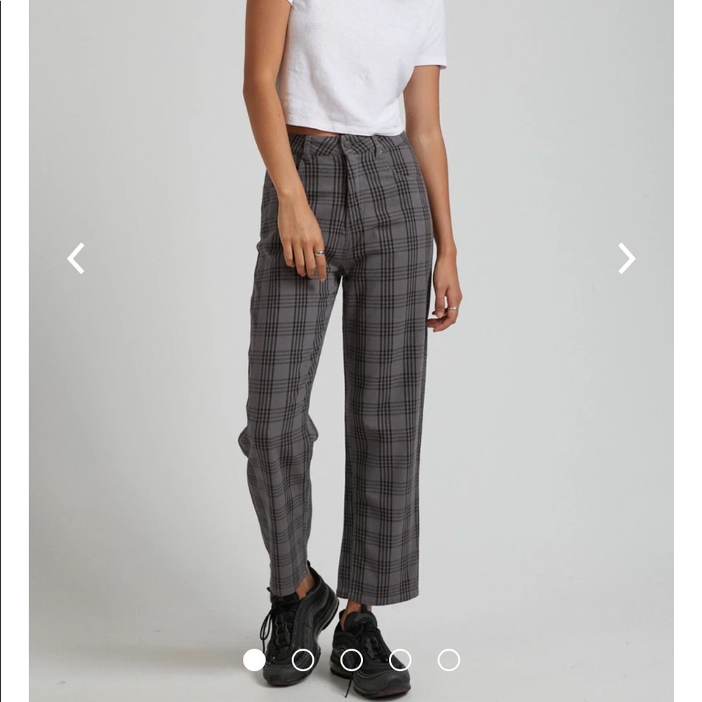 Afends check high waist wide leg